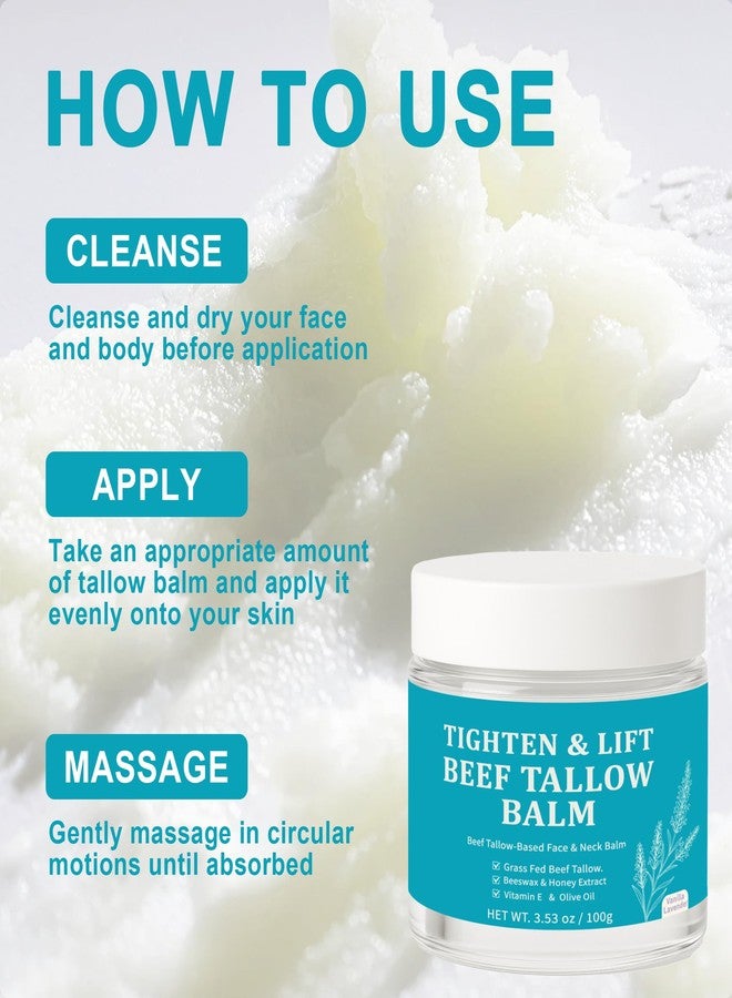 Peehss Tighten & Lift Beef Tallow Balm, Grass Fed Tallow-Based Face & Neck Balm Skin Care for Women, Whipped Organic Tallow Cream Facial Moisturizer with Beeswax & Honey Extract Vitamin E & Olive Oil(1) - Image 4
